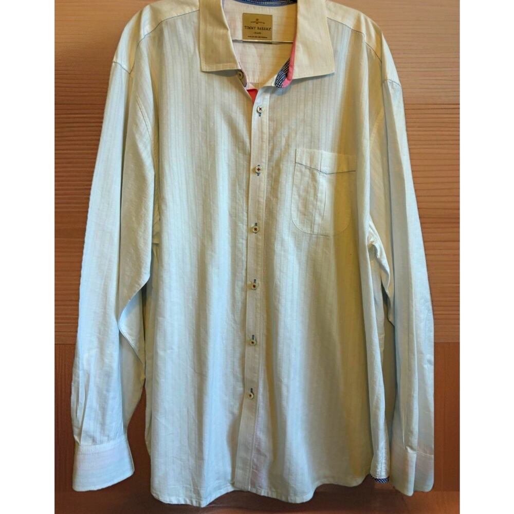 Tommy Bahama Dress Shirt Men XXL GROOM beach wedding Striped Long Sleeve 2XL